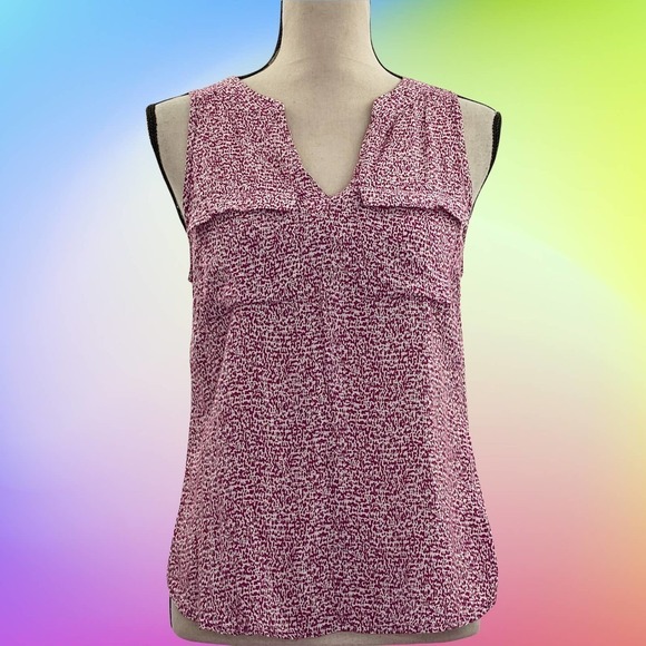 WILLI Smith Purple & Pink Printed Sleeveless Split Neck Button Down Blouse - Picture 8 of 11